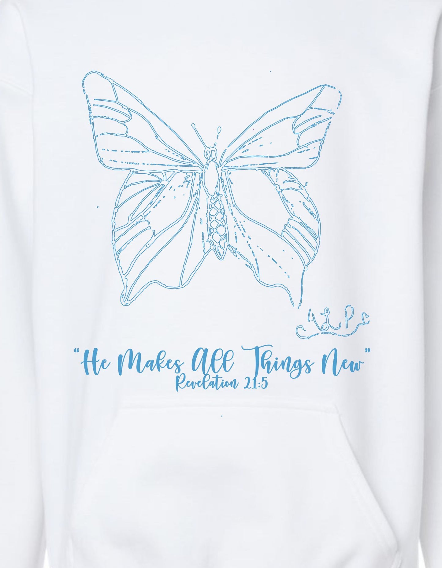 Revelation 21:5 butterfly white hoodie - Aubrey Patillo