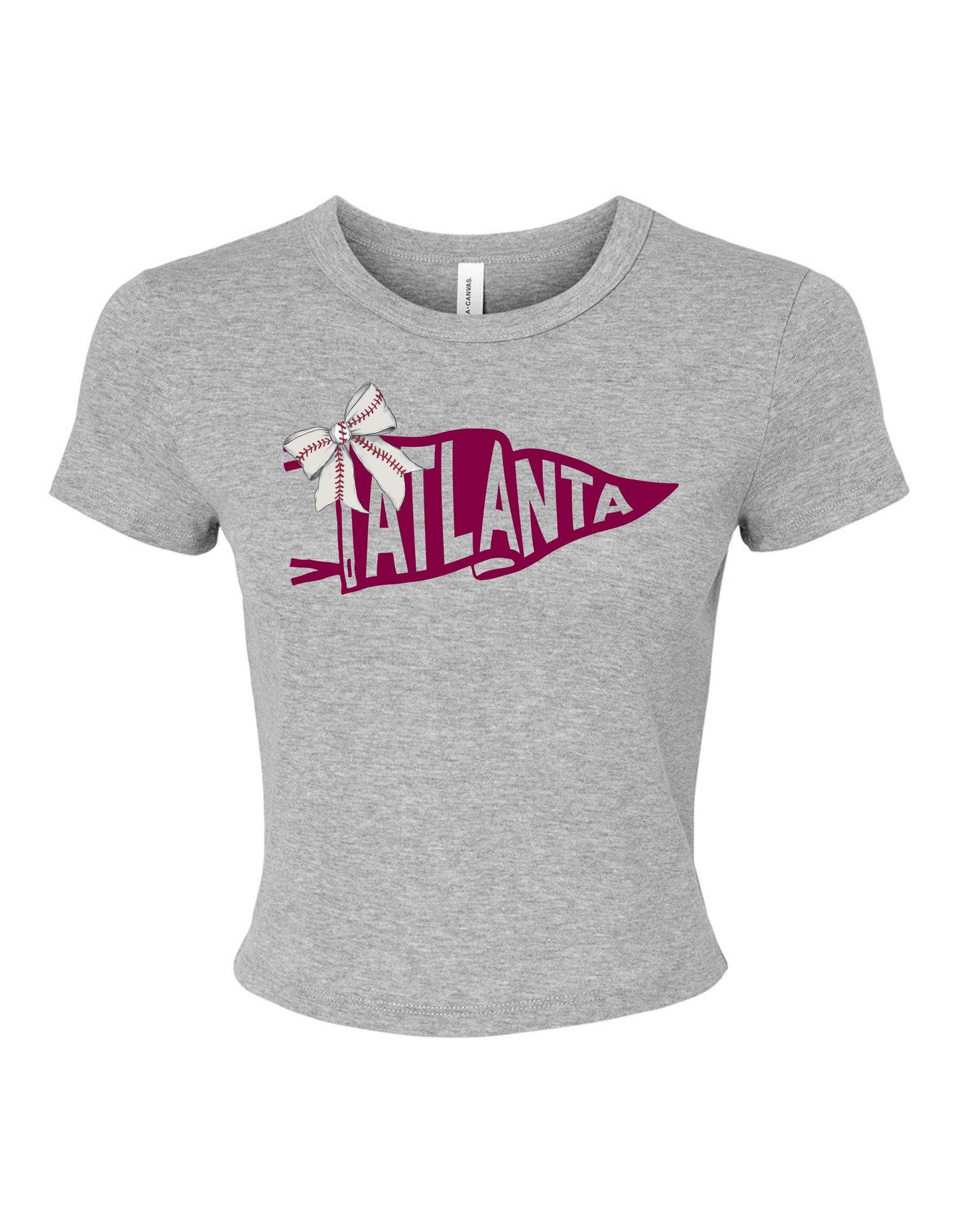 ATL Rabbits Baseball Bow Pennant Baby Tee - micro ribbed
