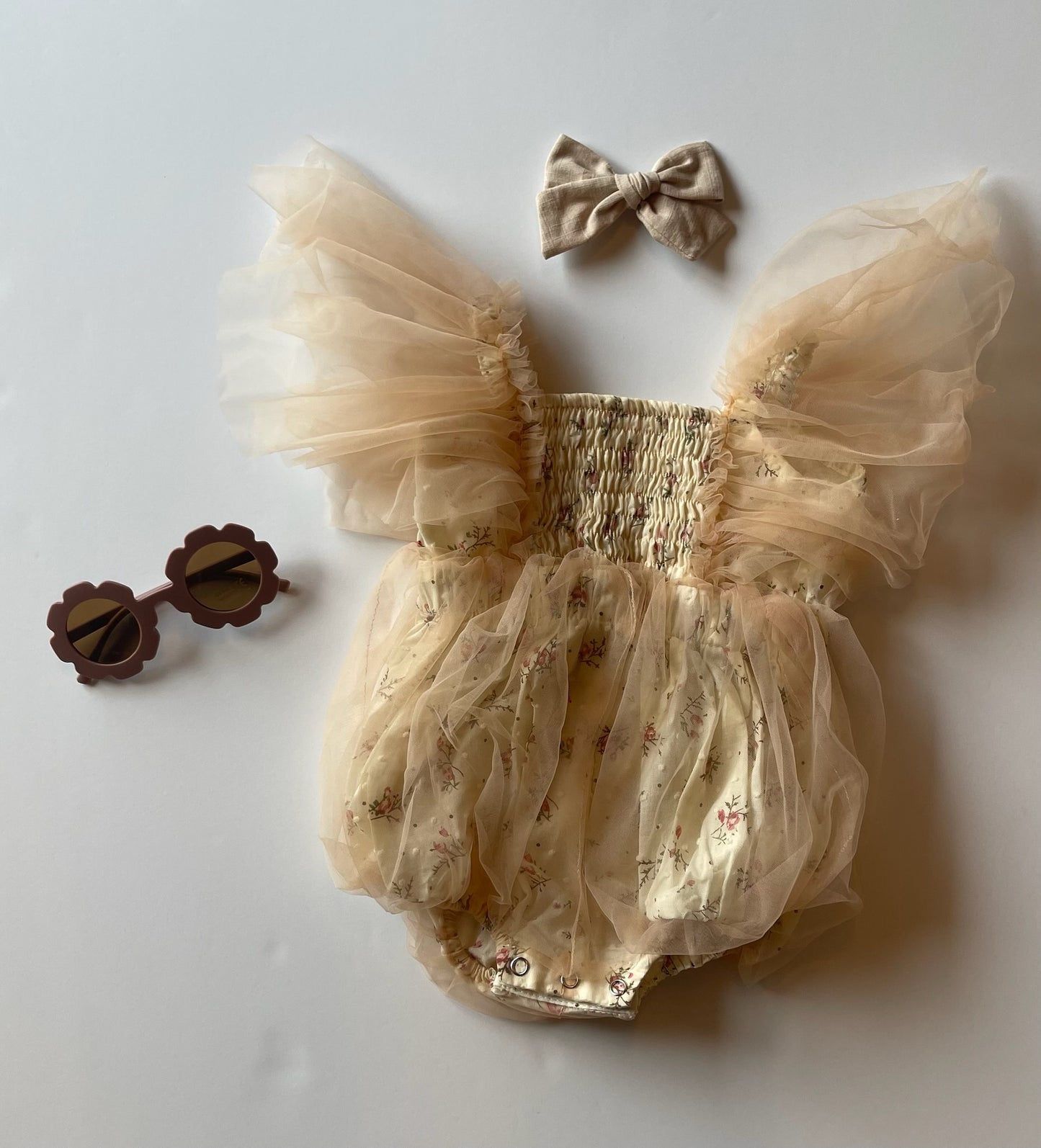 Flutter Sleeve Tulle Romper