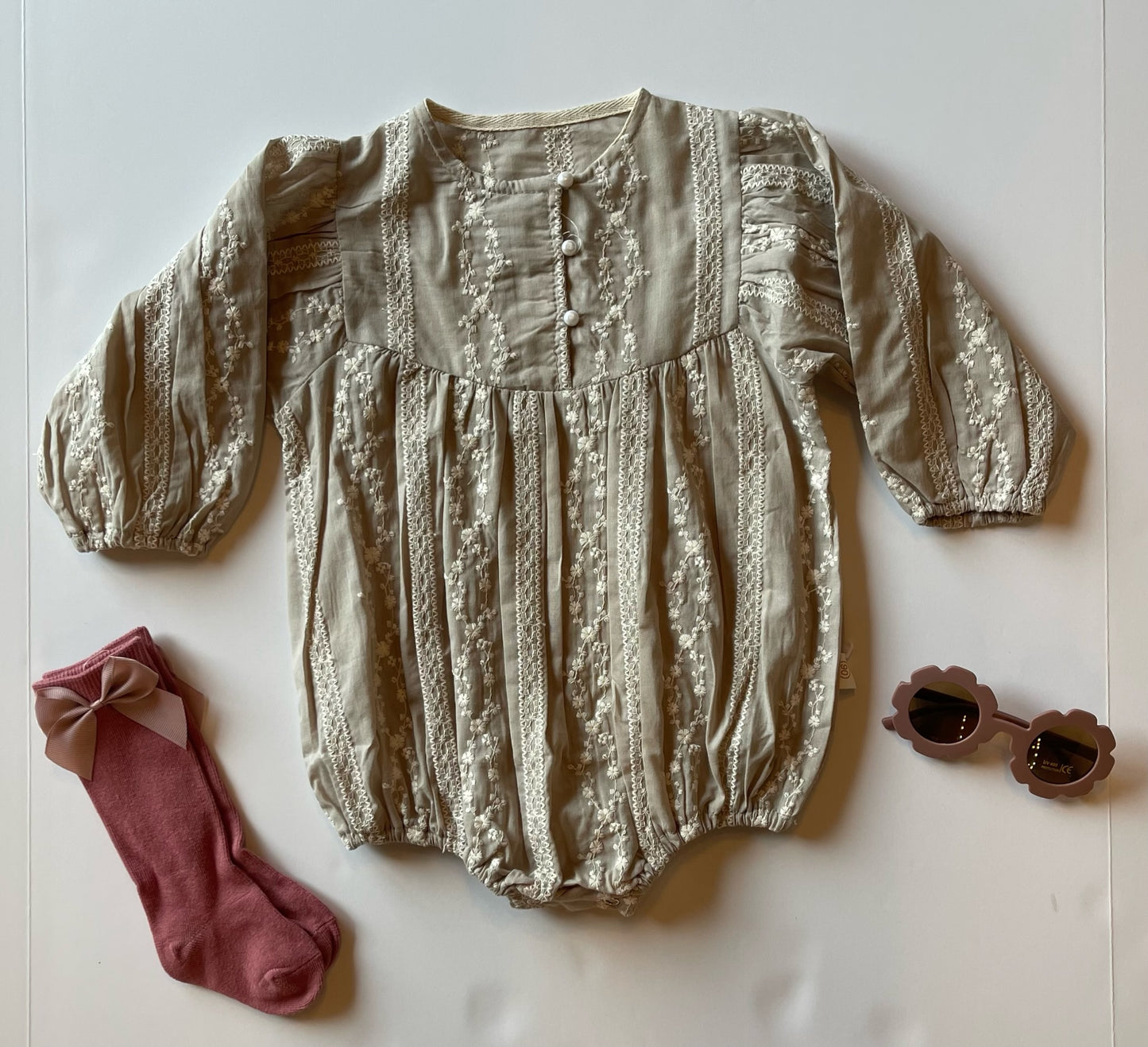 Flower Embroidered Romper