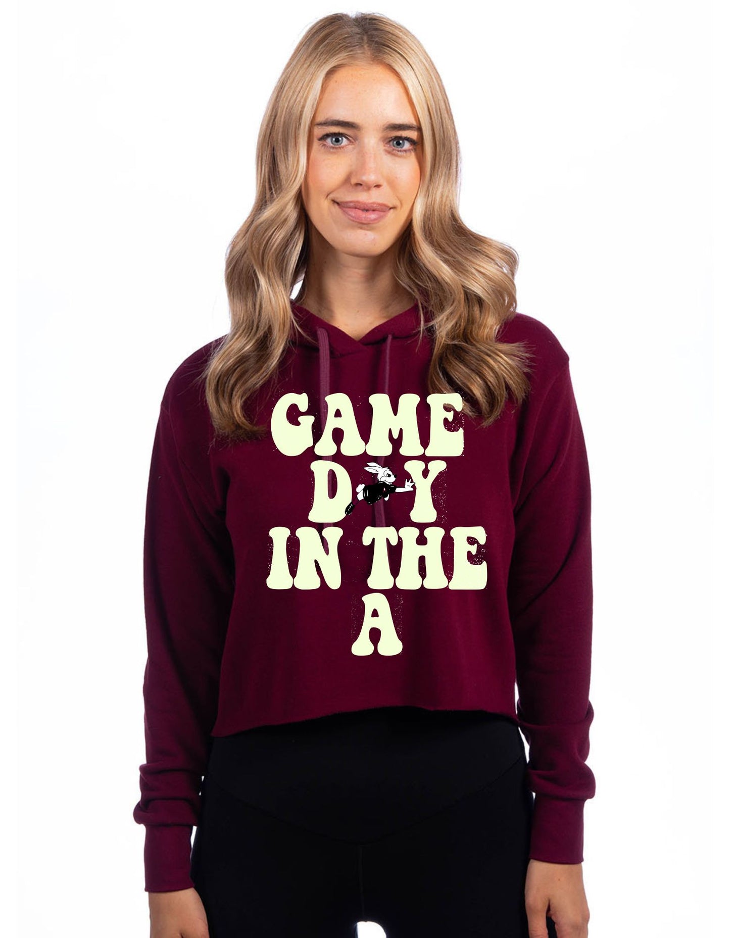 Game Day in the A - womens cropped maroon fleece hoodie
