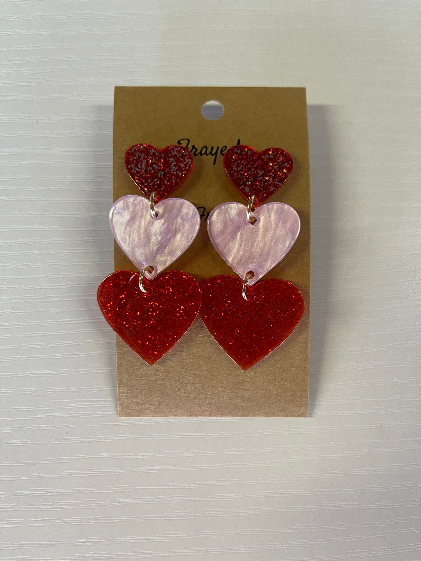 'Glitter Heart' earrings in light pink