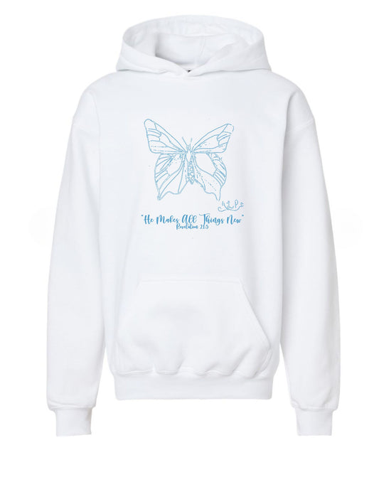 Revelation 21:5 butterfly white hoodie - Aubrey Patillo