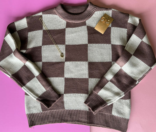Brown checker sweater