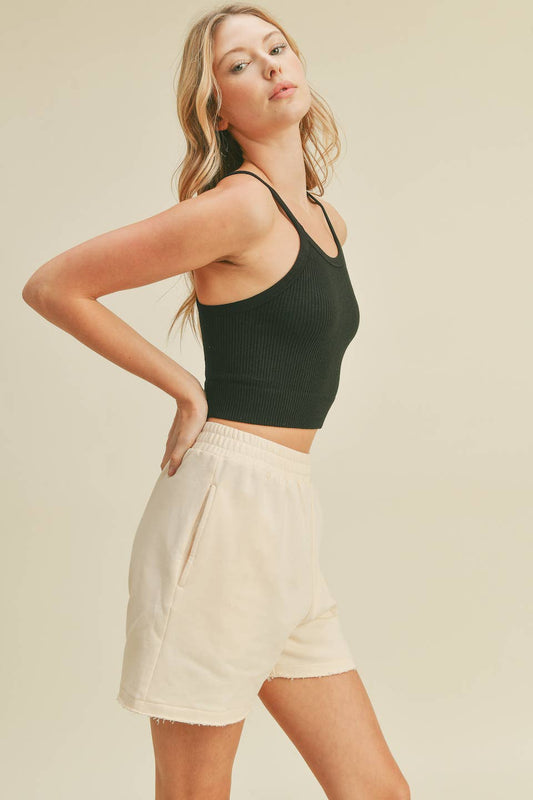 Black High Neck Premium Ribbed Seamless Crop Top