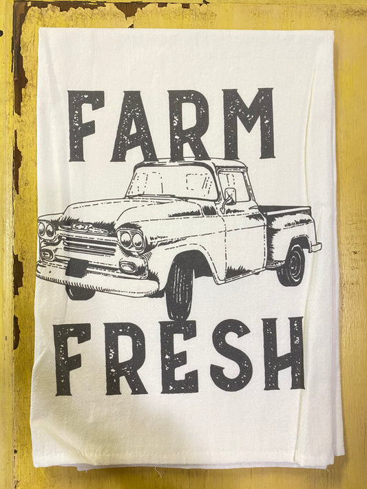 'Farm Fresh' Flour Sack Tea Towel