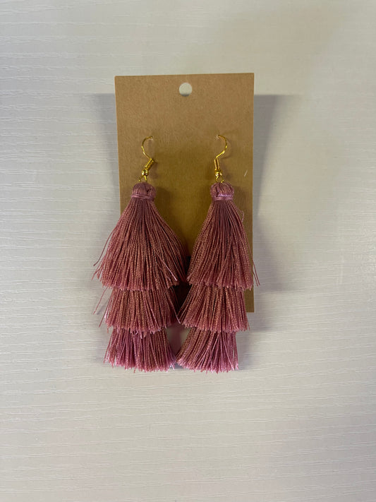 'Francesca' fringe earrings in burgundy