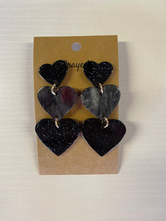 'Glitter Heart' earrings in black