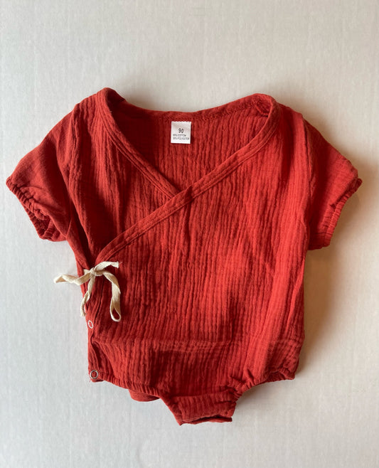 Snap & Tie onesie in Rust