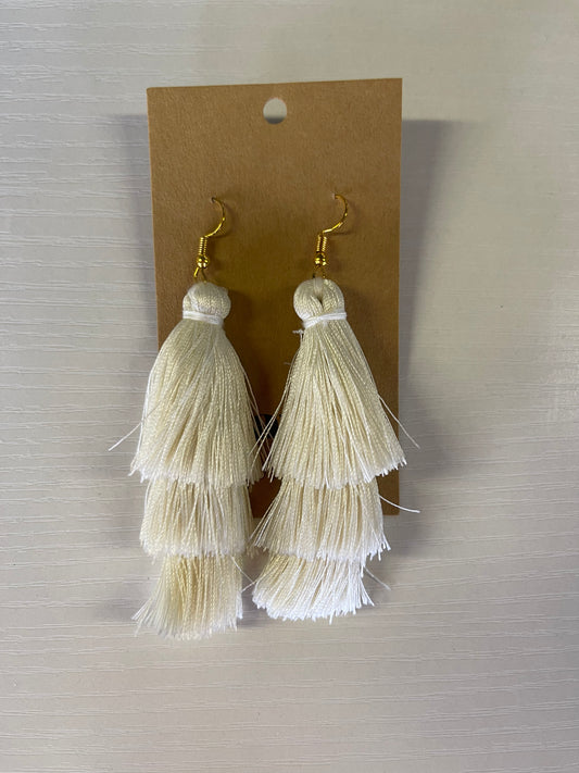 ‘Francesca' fringe earrings in white