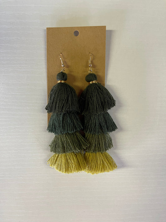 ‘Francesca' fringe earrings in green ombré