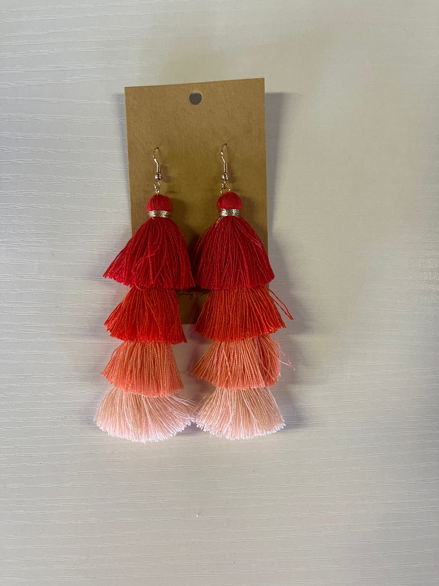 ‘Francesca' fringe earrings in red ombré