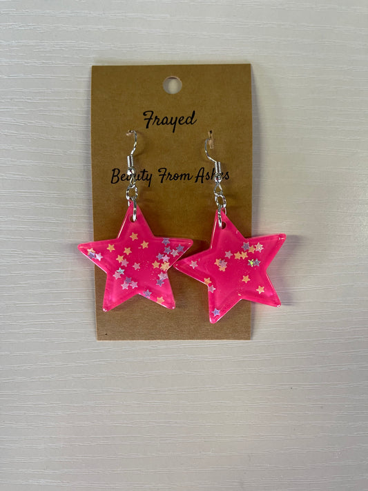 'Rockstar' earrings in hot pink