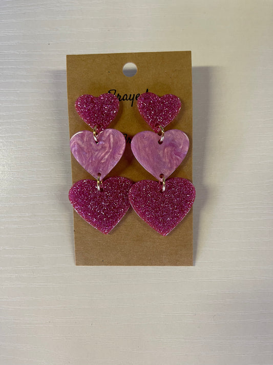 'Glitter Heart' earrings in purple